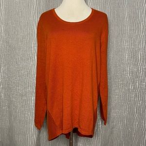 Chicos ribbed side panel silk blend sweater
